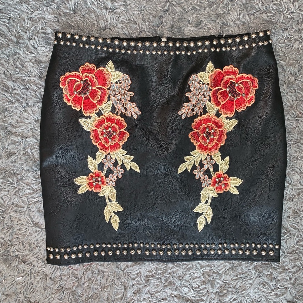 Leather Studded Mini Skirt